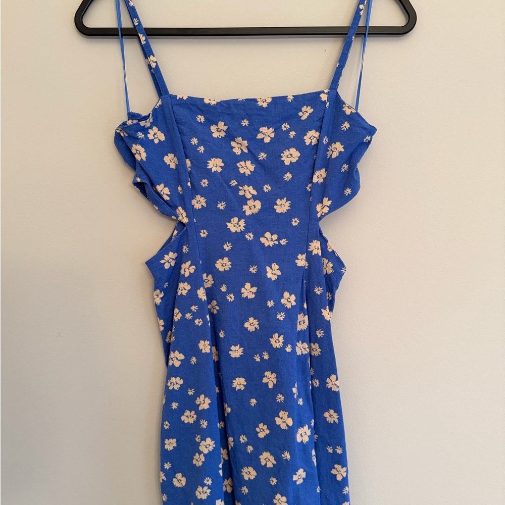 Blue Floral Dress with side cutouts